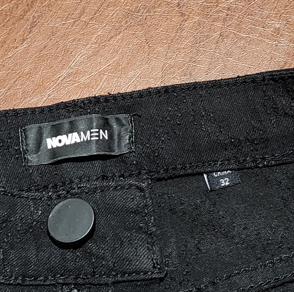 Fashion Nova Mens I Be Jeweled Stacked Flare Black Jeans Pants - Picture 6 of 9